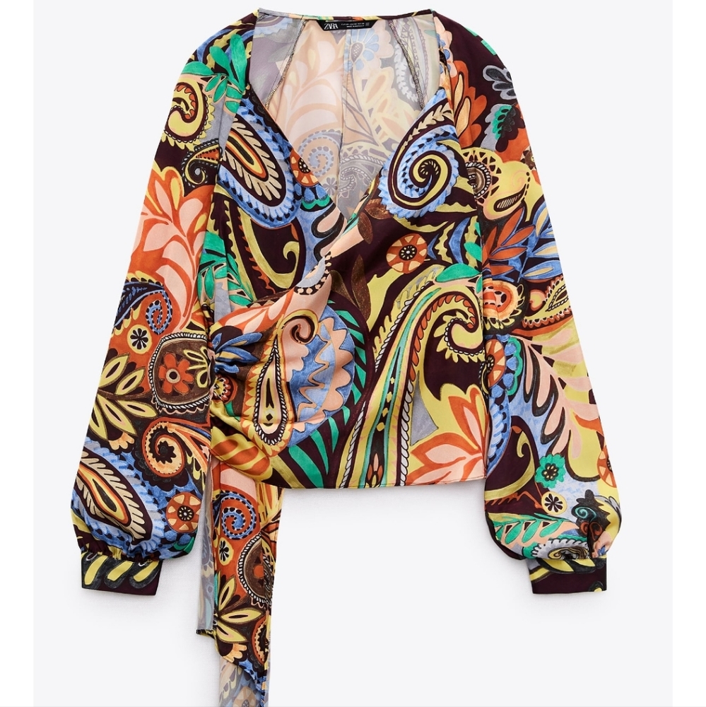 Printed Wrap Blouse